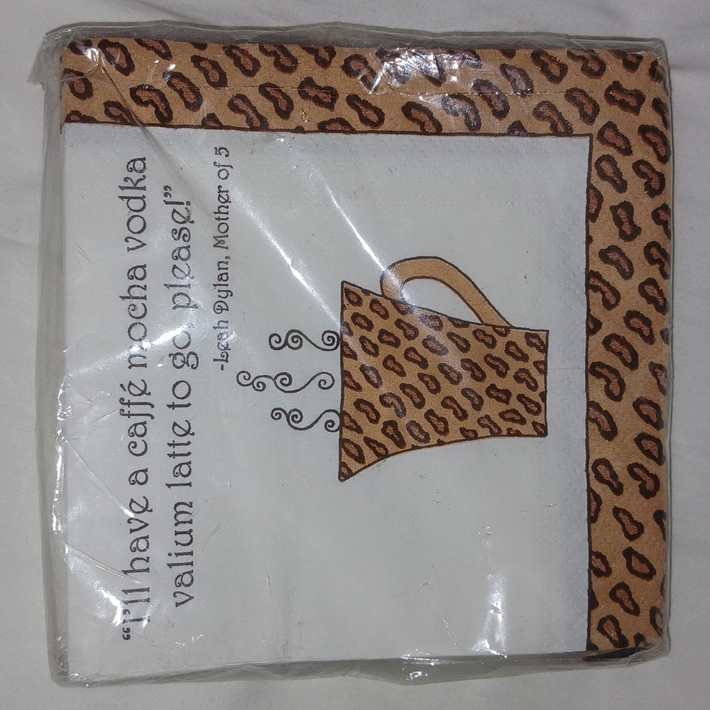 Design Novelties Beverage Napkins Party Supplies brown white 20 Count 3 ply nwt